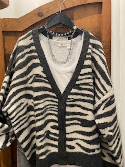 zebra cardigan sweater